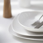 Juego Loza 30 Piezas Porcelana Cuadrada Blanca