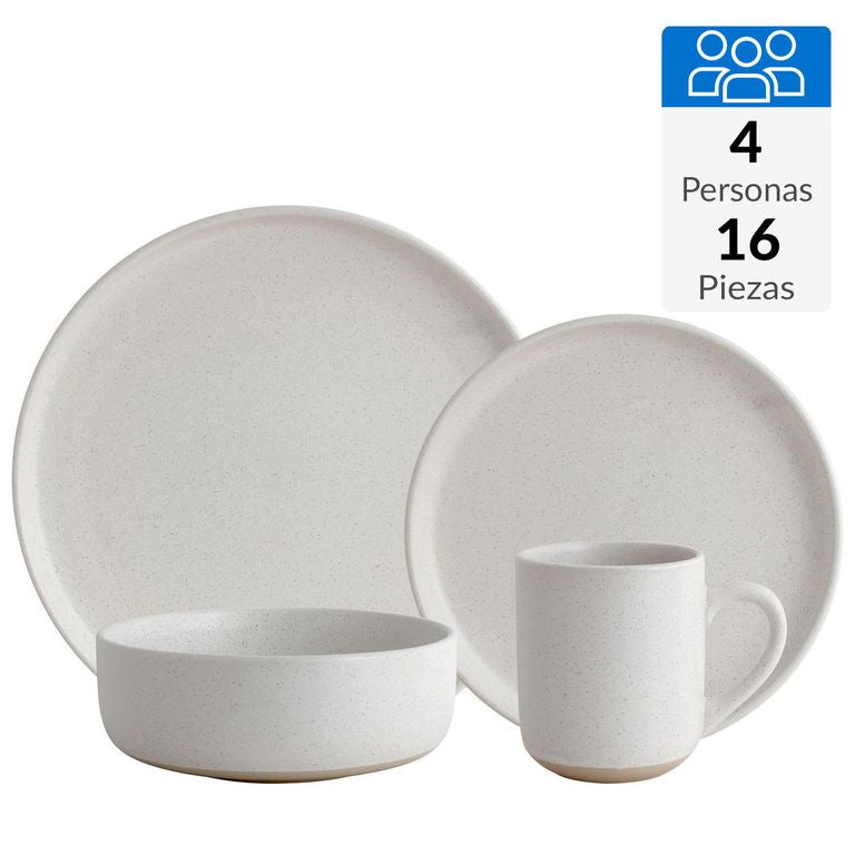 Juego Loza 16 Piezas Cerámica Polonia Blanco Mesa