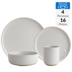 Juego Loza 16 Piezas Cerámica Polonia Blanco Mesa
