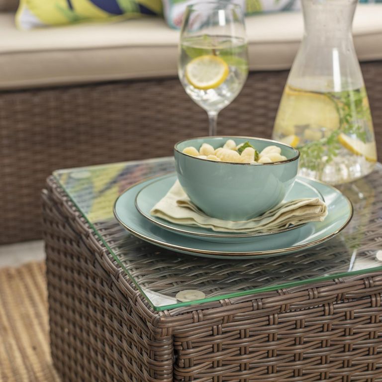 Juego Loza 30 Piezas Cerámica Sólida Color Turquesa