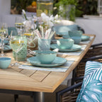 Juego Loza 30 Piezas Cerámica Sólida Color Turquesa