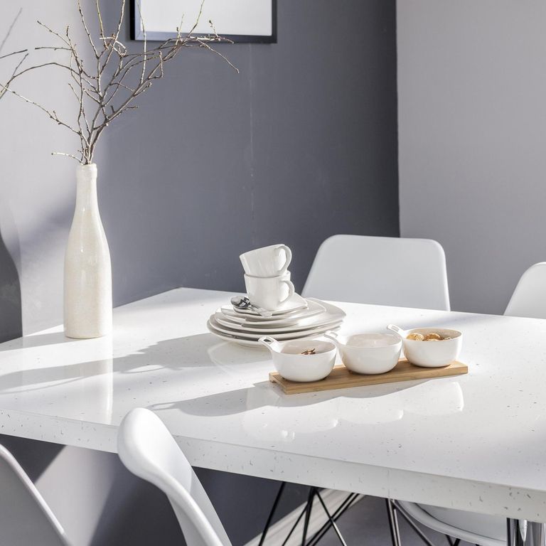 Juego Loza 30 Piezas Porcelana Cuadrada Blanca